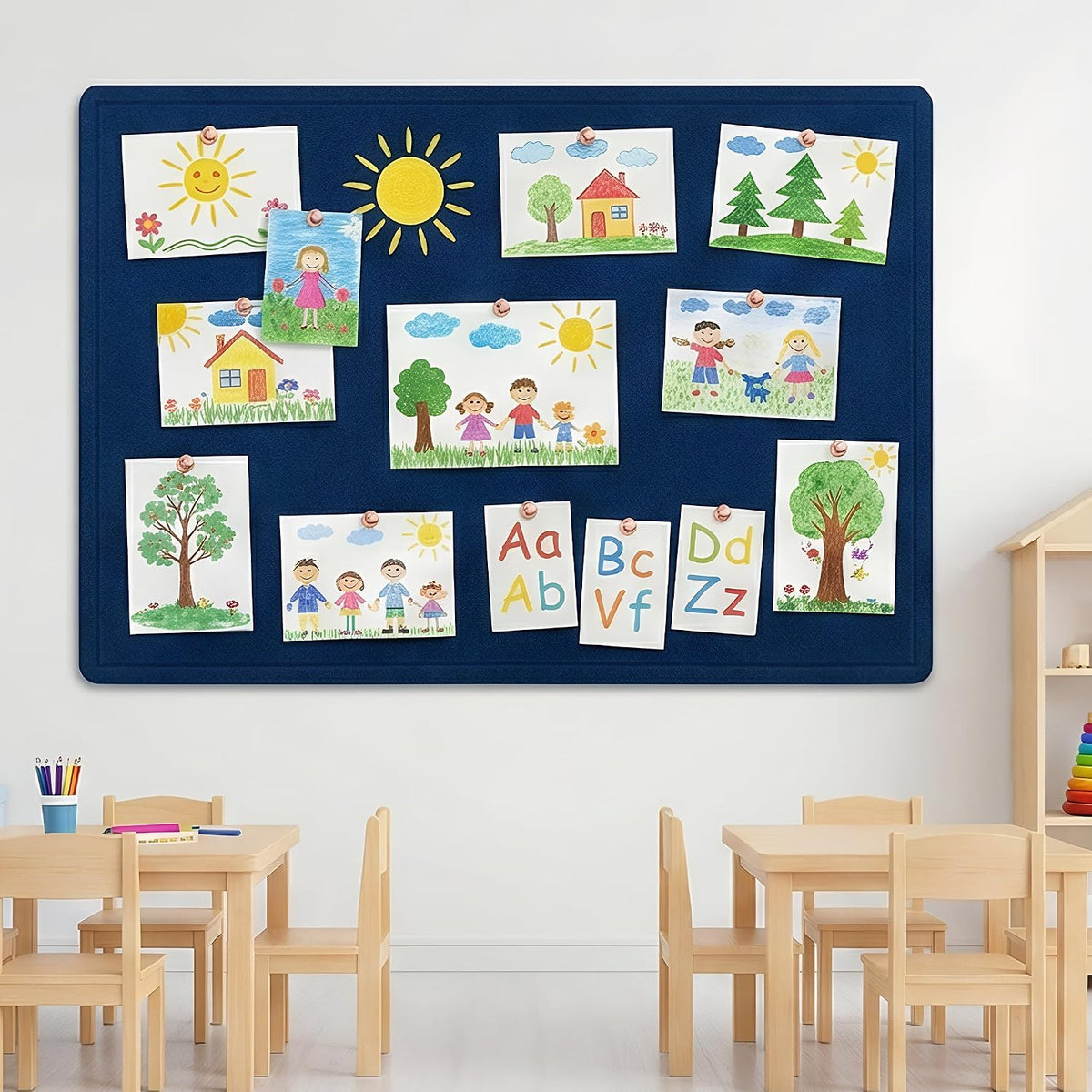 AKTOP Foldable Felt Bulletin Board for Wall, 24x36 inches, Blue
