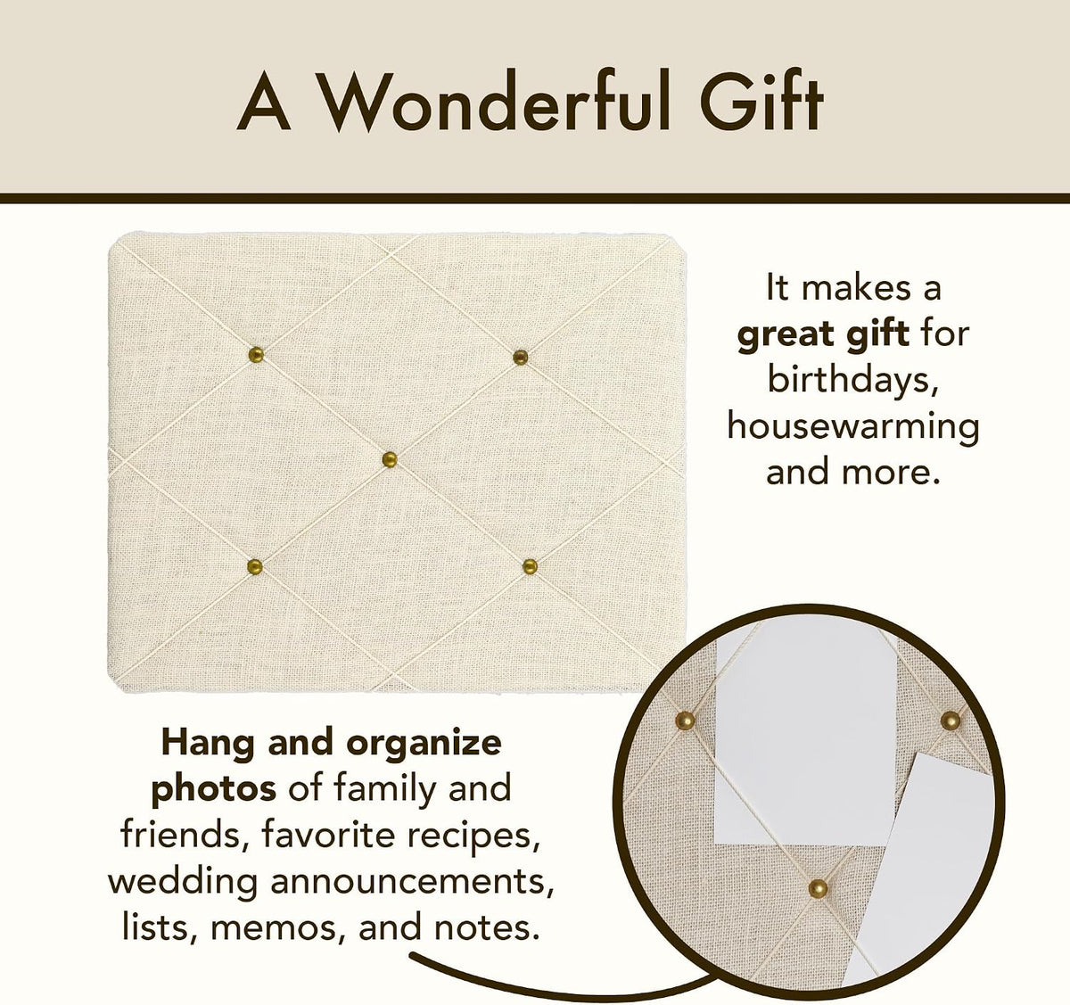 White Burlap Bulletin Picture & Memo Board, 19.75 x 15.75 in