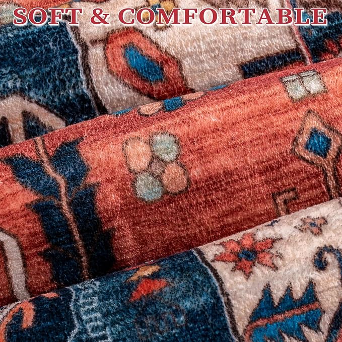 SERISSA 5x8 Area Rugs for Living Room, Large Washable Non-Slip Boho Rug