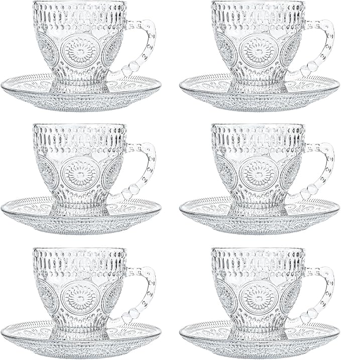 Kingrol 6-Piece Embossed Glass Mug Set