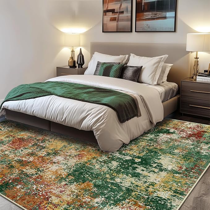 RELEANY Washable Area Rugs 9'x12' Non-Slip Modern Abstract Soft