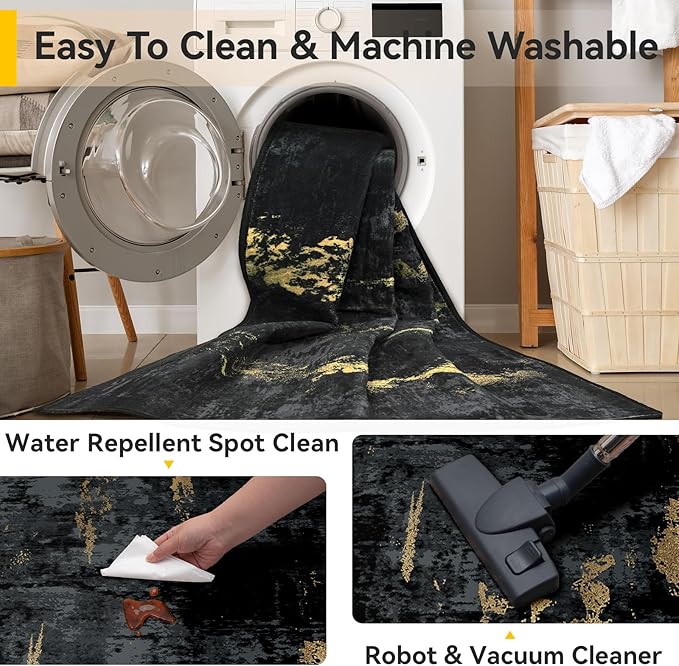 RELEANY Washable Area Rugs Square 6ft Non-Slip Modern Abstract Soft
