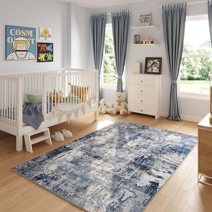 Rugcomf 8x10 Rug Washable Boho Rug Soft Large Area Rug Non-Slip Non-Shedding