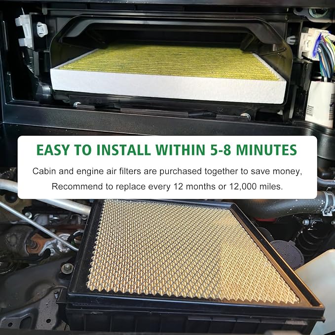 2PCS Cabin Engine Air Filter Kit Fits