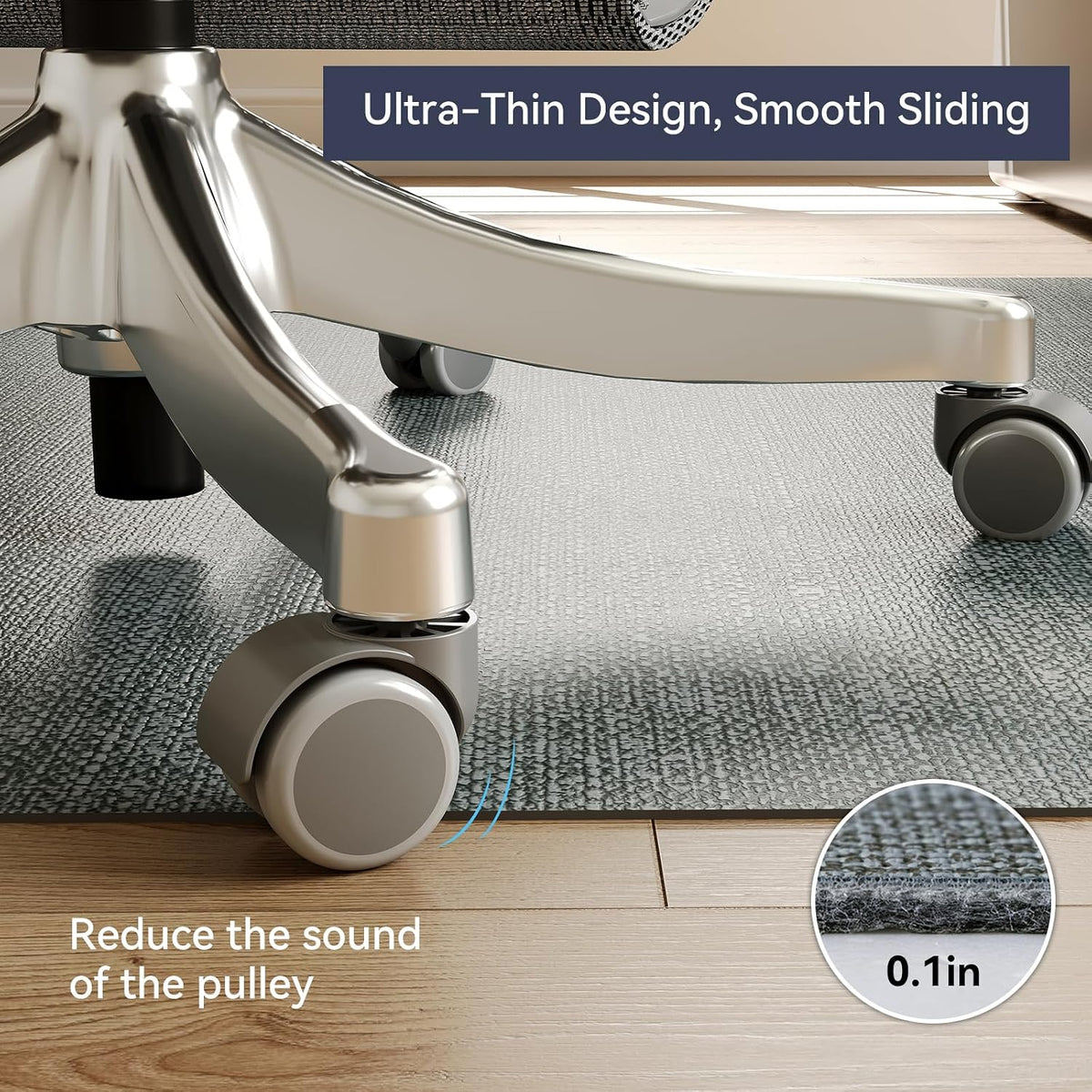 YDKGL Office Chair Mat for Hardwood Floor Non Slip Protector Grey 35"x53"