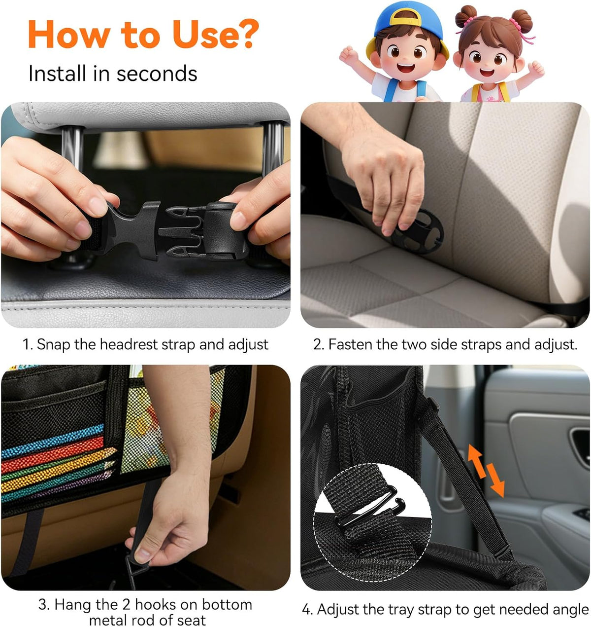 Backseat Car Organizer,Car Back Seat Organizer with Foldable Tray,2Pack