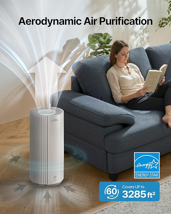 COWAY Air Purifier for Large Room Whole Home Up to 3, 285 ft², HEPA Filter for