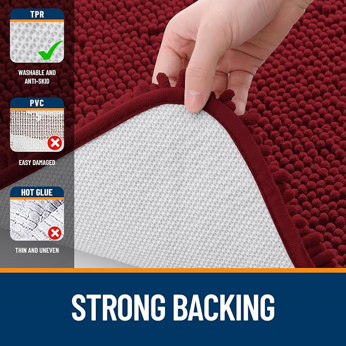 OLANLY Bathroom Rugs 30x20, Extra Soft Absorbent Chenille Bath Rugs, Rubber