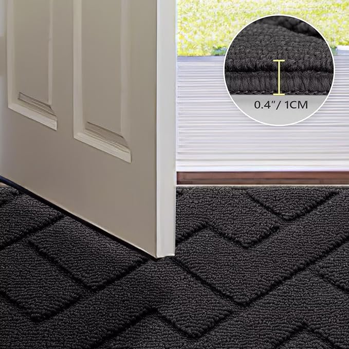 hicorfe Indoor Door Mat, Non Slip Door Mats, Absorbent Resist Dirt Entrance