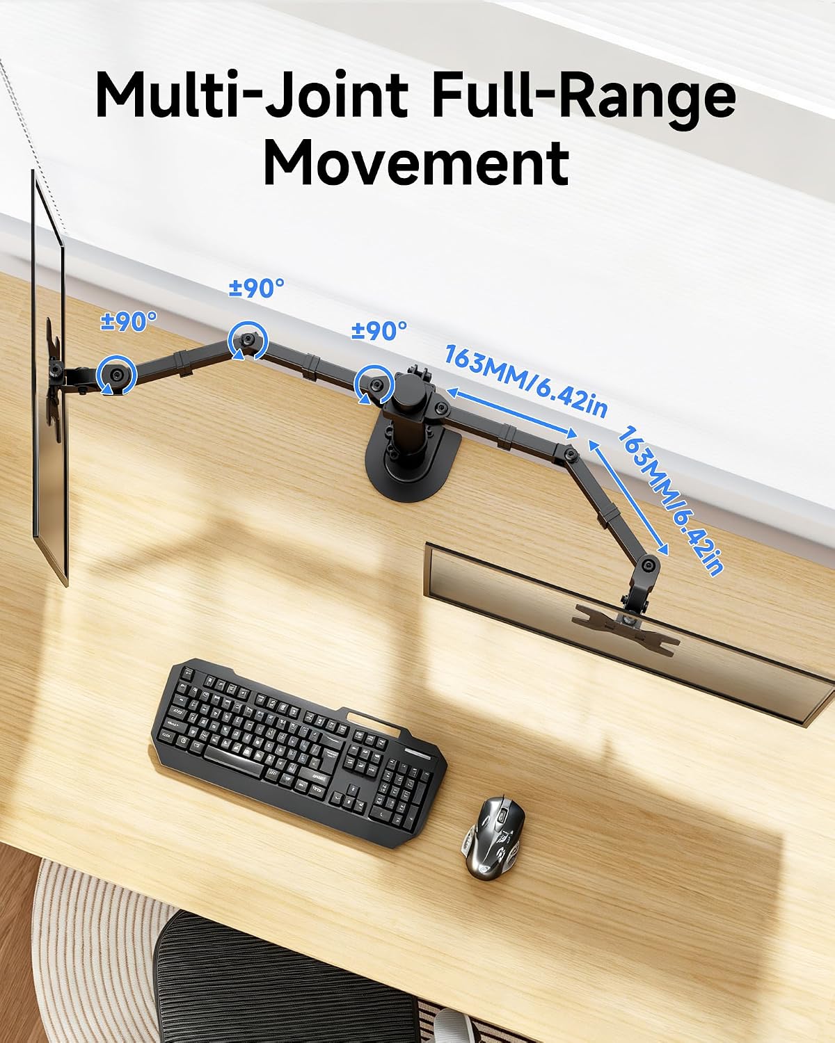 Suptek Dual Monitor Stand, Adjustable Dual Monitor Desk Mount for 2 Computer Screens up to 32 inch, Dual Monitor Arm, Holds up to 22 lbs Each, VESA 75x75/100x100 mm, Black (MD9442)