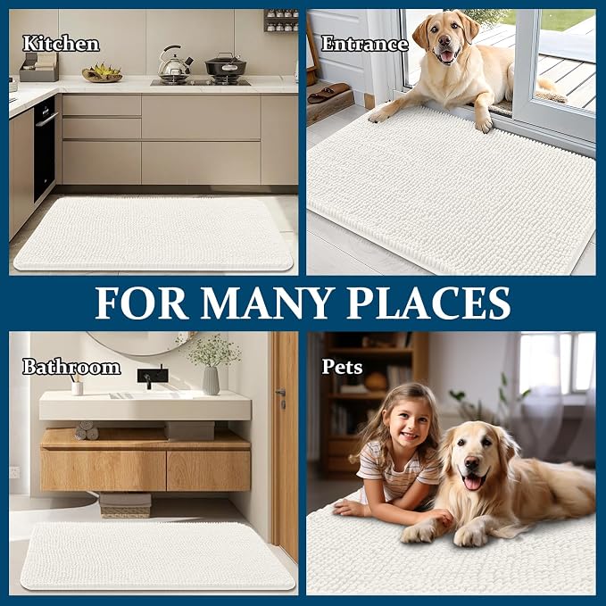 OLANLY Dog Door Mat for Muddy Paws 34x21, Absorbs Moisture and Dirt, Absorbent