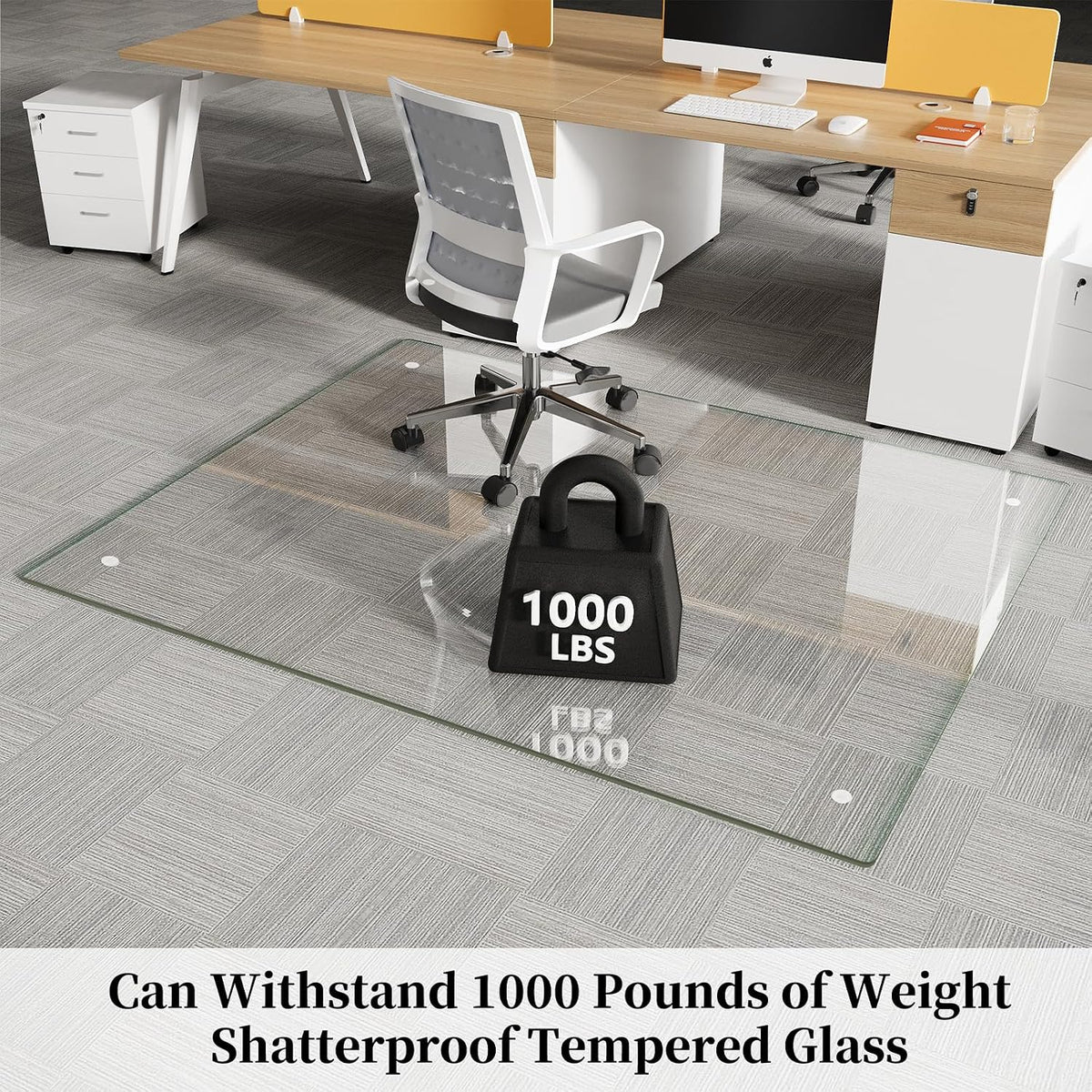 Glass Chair Mat 36" x 55" Tempered Glass Office Chair Mat