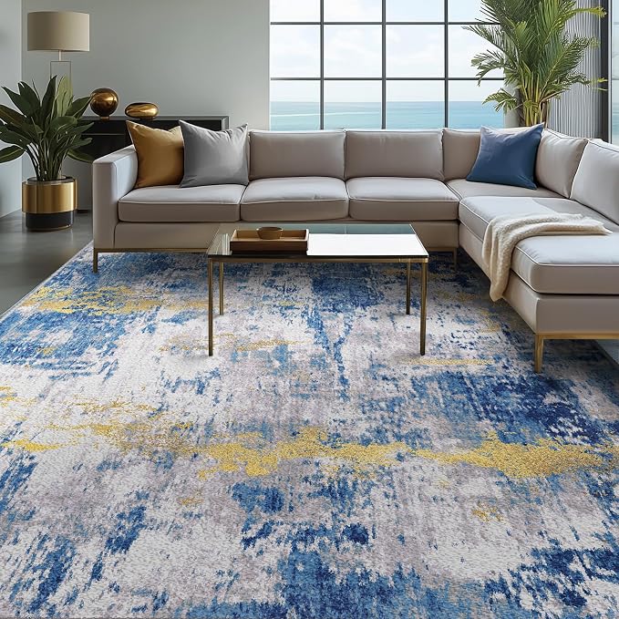 RELEANY Washable Area Rugs 10'x12' Non-Slip Modern Abstract Soft