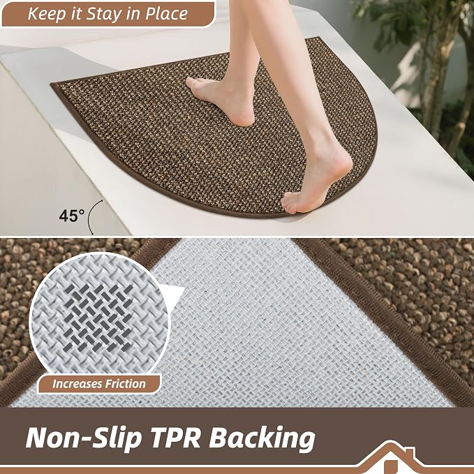 BEQHAUSE Dirt Trapper Door Mat 26" x 40" Half Circle Non-Slip Washable Doormats