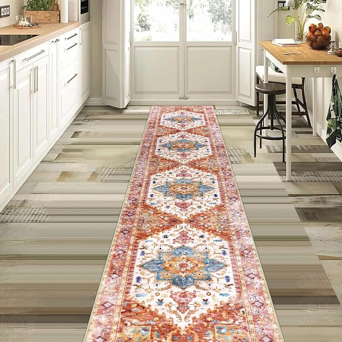 Yamaziot Washable Runner Rug, 2x10 Non-Slip Boho Vintage Hallway Rug Runner