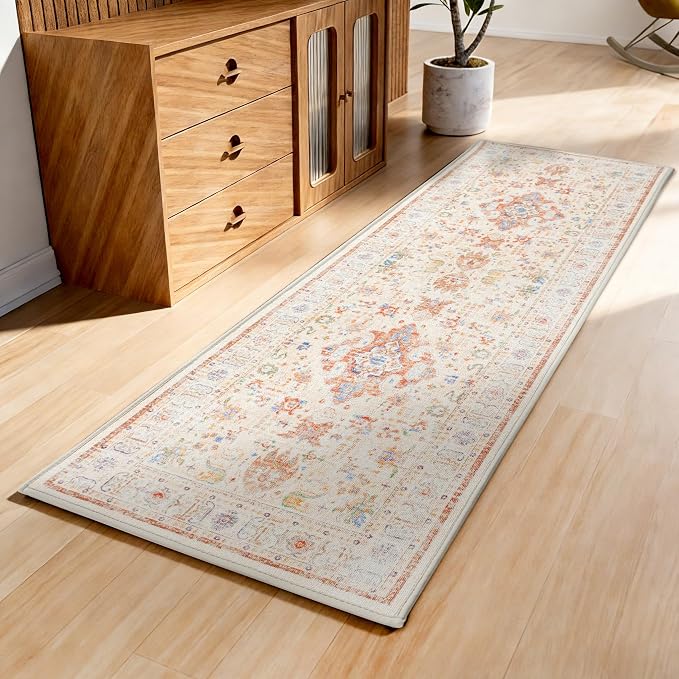 AREDO Runner Rug with Non Slip Rubber Backing, Washable Soft Floor Carpet
