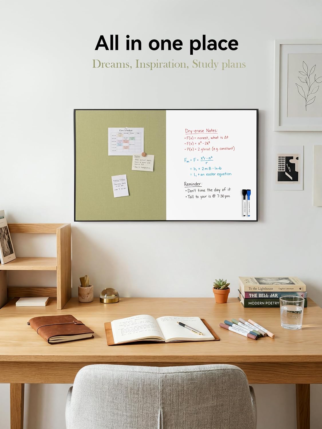 ARCOBIS Cork Board White Board Combo for Wall