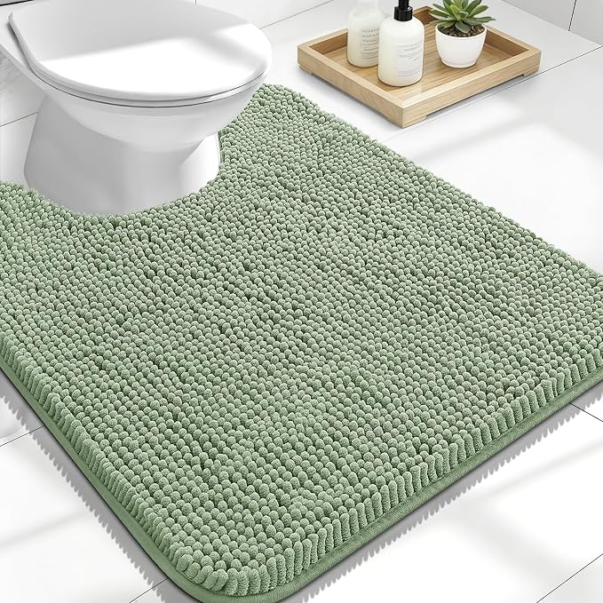 OLANLY Toilet Rugs U-Shaped 24x20, Extra Soft Absorbent Chenille Contour