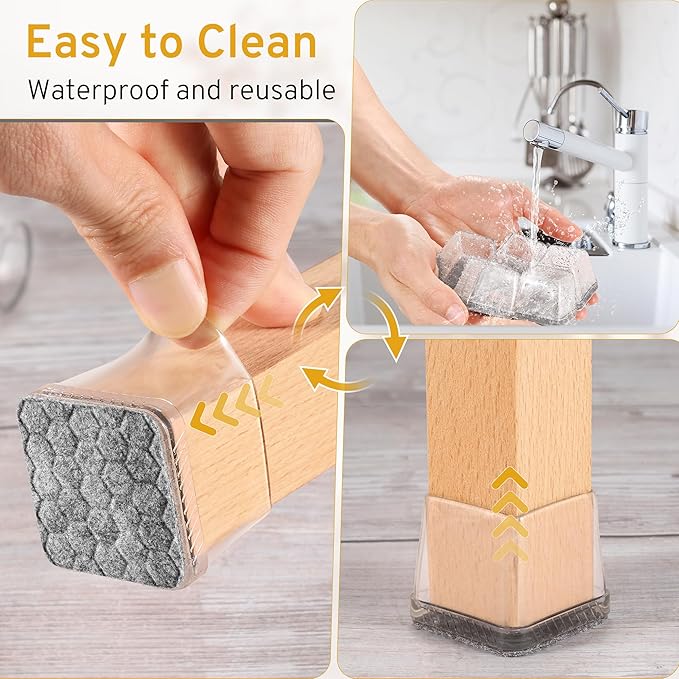 24PCS Square Chair Leg Floor Protectors, Furniture Sliders, Chair Leg Protectors