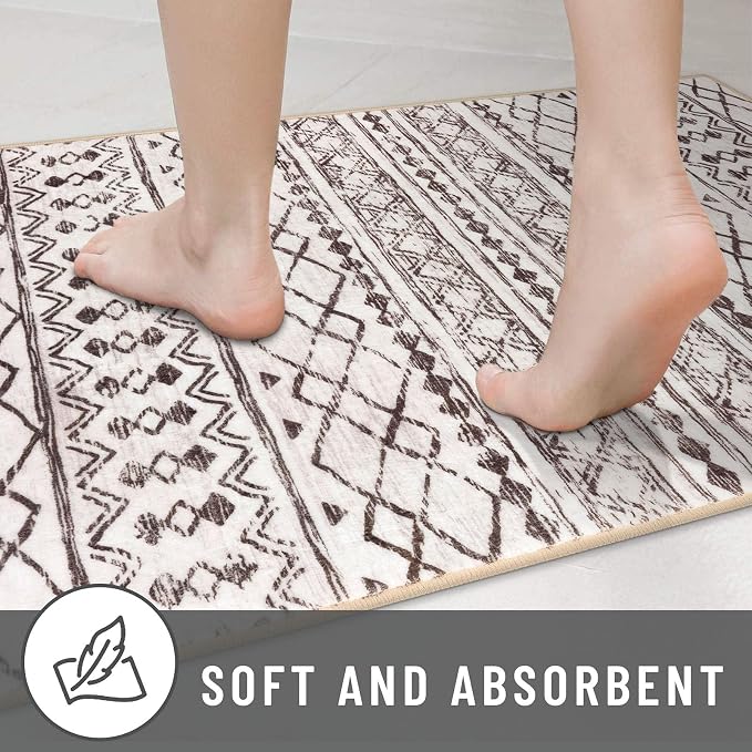 KUTA 3x5 Entryway Rug, Ultra Soft Distressed Geometric Print Throw Carpet