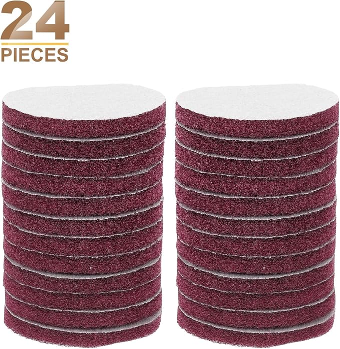 HARFINGTON 24pcs Scrubber Scouring Pads 400 Grits 4 Inch Drill Power Brush Hoop