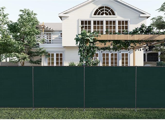 Patio 6' x 89' Outdoor Privacy Screen Freestanding Temporary Fence Panels Net Cover with Metal Poles for Outside Backyard Pool Garden Air Conditioner Fencing, Green