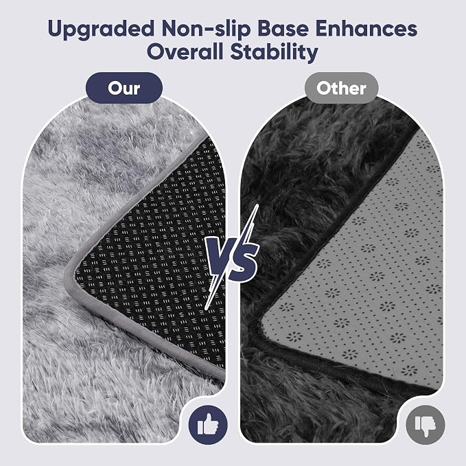 Area Rug for Living Room Bedroom: 4x6 Light Grey Soft Fluffy Shag Upgrade