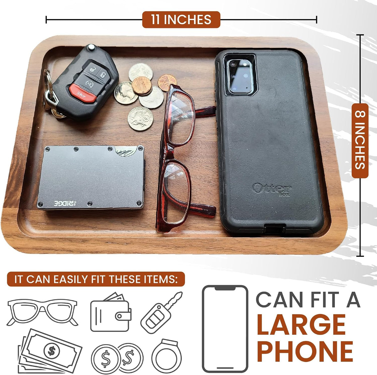 Virginia Boys Kitchens Valet Tray for Men - Made in USA - Jewelry Tray for Entryway - Great Tray for nightstand or desks (2)