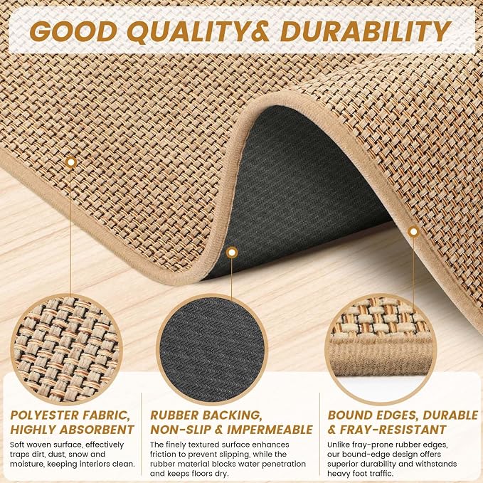 SMILOOL Front Door Mat Indoor Entrance, Dirt Resistant and Absorbent Washable