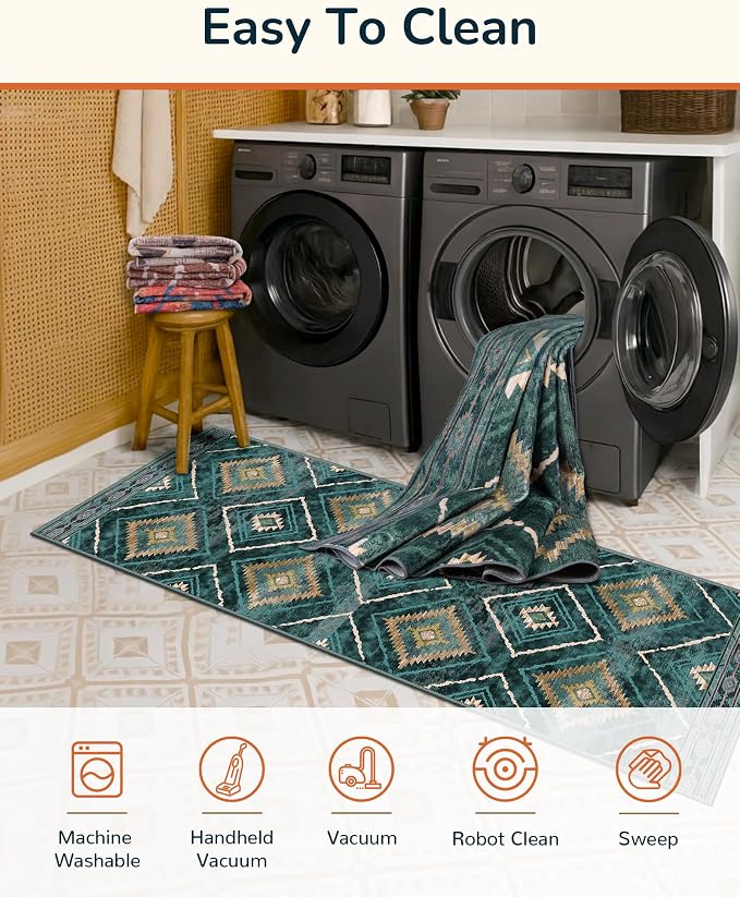 BESTSWEETIE Area Rug 8x10 Rug Machine Washable Non-Slip Low Pile Print Pattern
