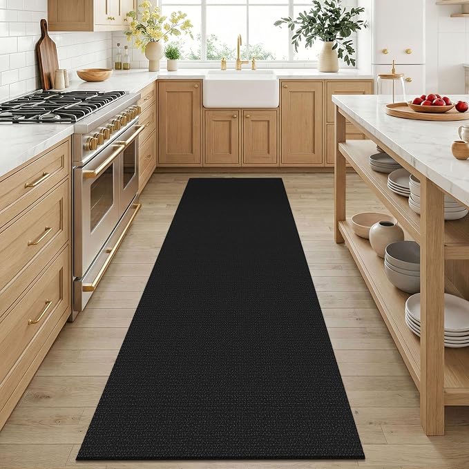 KOZYFLY Black 3x6 Washable Runner Rug, Non Slip Wide Runners
