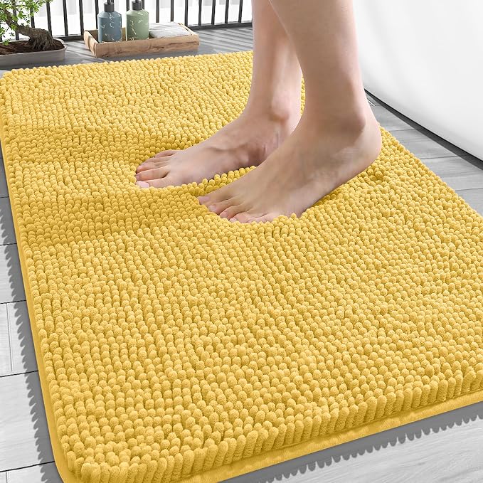 OLANLY Bathroom Rugs 34x21, Extra Soft Absorbent Chenille Bath Rugs, Rubber
