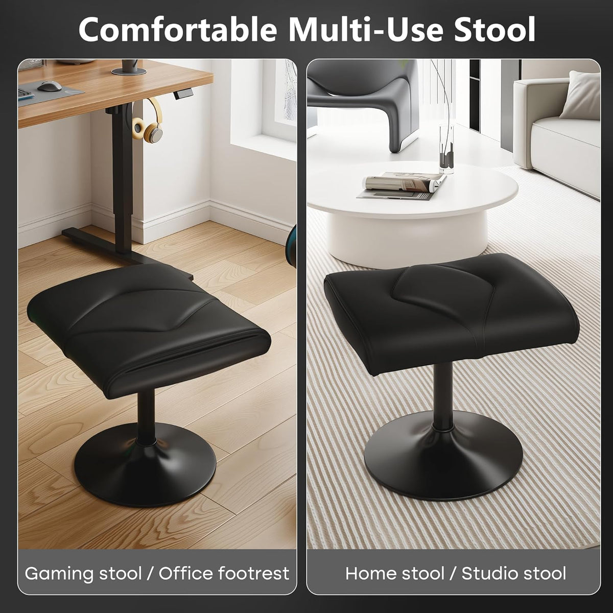 VECELO Office Foot Rest Under Desk Ottoman, Height Adjustable, Black