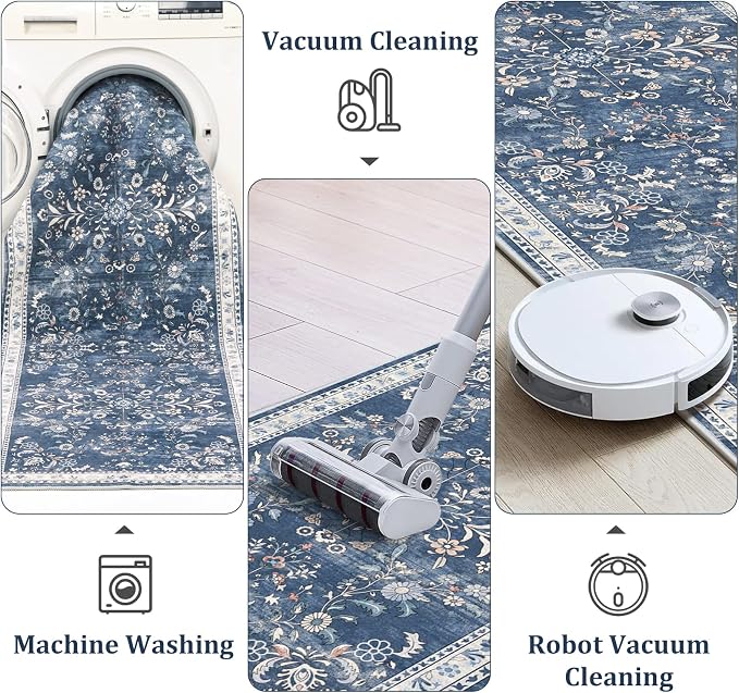 Yamaziot Washable Runner Rug 2x5 – Non Slip Boho Floral Hallway Runner Rug