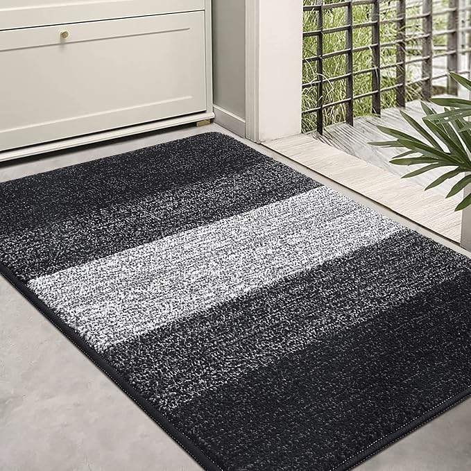 Kitinjoy Indoor Outdoor Door Mat, 36x24 Non-Slip Absorbent Dirt Trapper