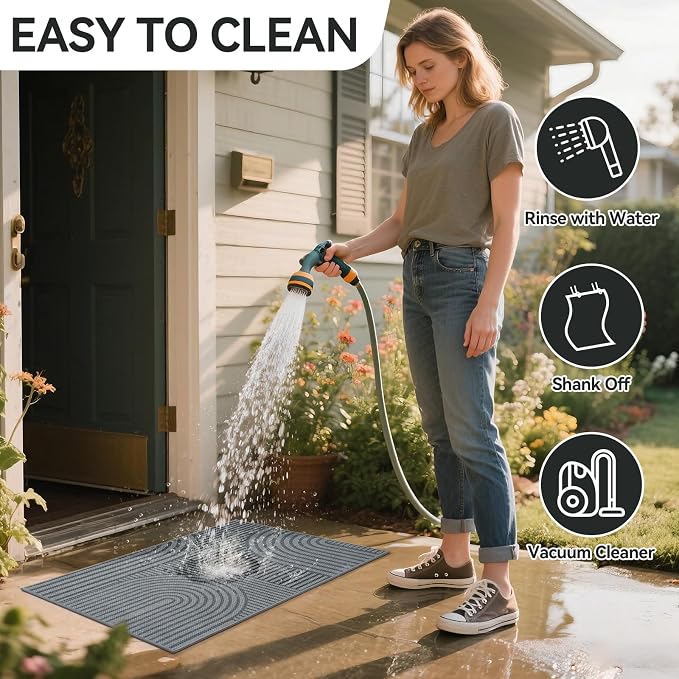 Front Door Mat 24''x35'', Absorbent Dirt Resist Washable Non Slip Low-Profile