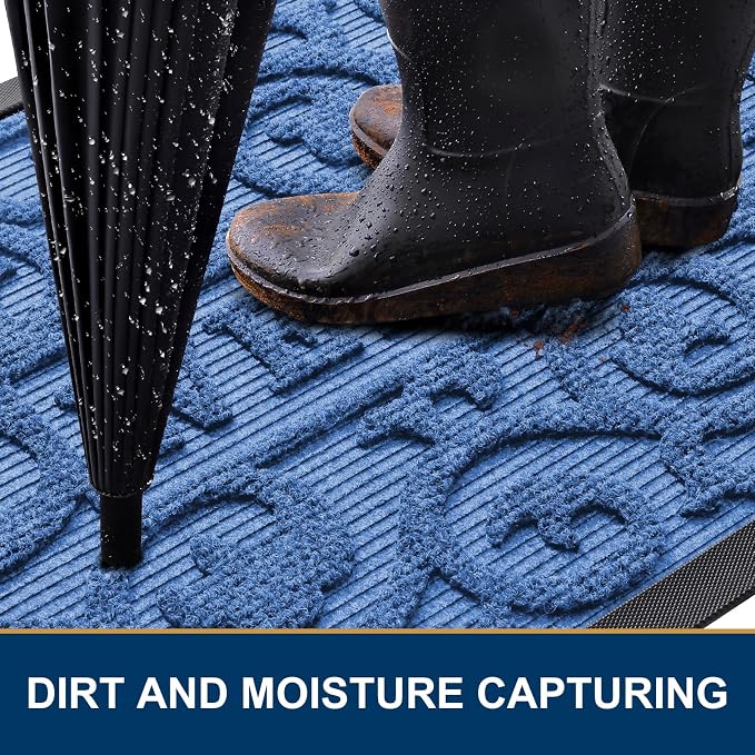 Smiry Welcome Door Mat Outside Entrance, Heavy Duty Trap Dirt and Moisture Easy