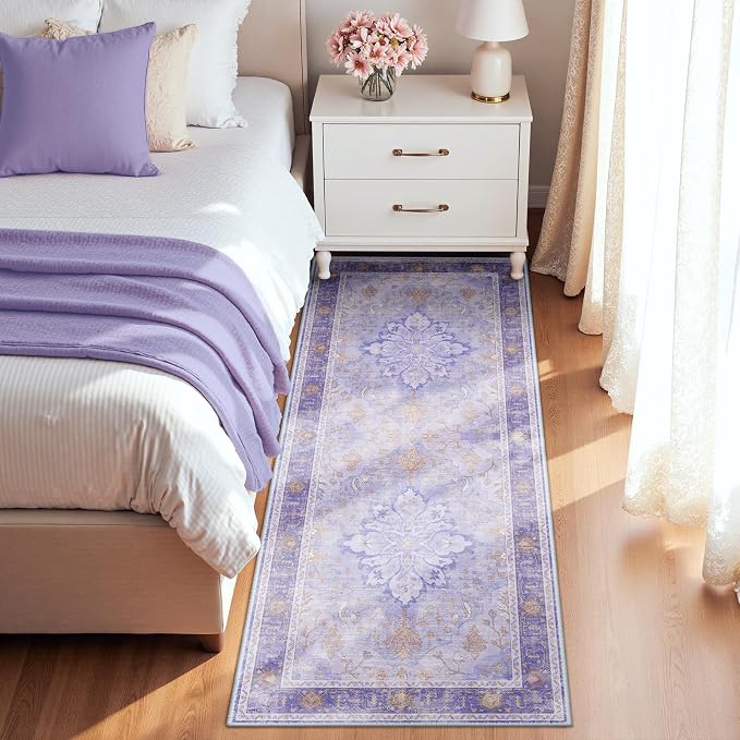 RELEANY Area Rugs Runner 2'x5' Washable Non-Slip, Floral Vintage Distress