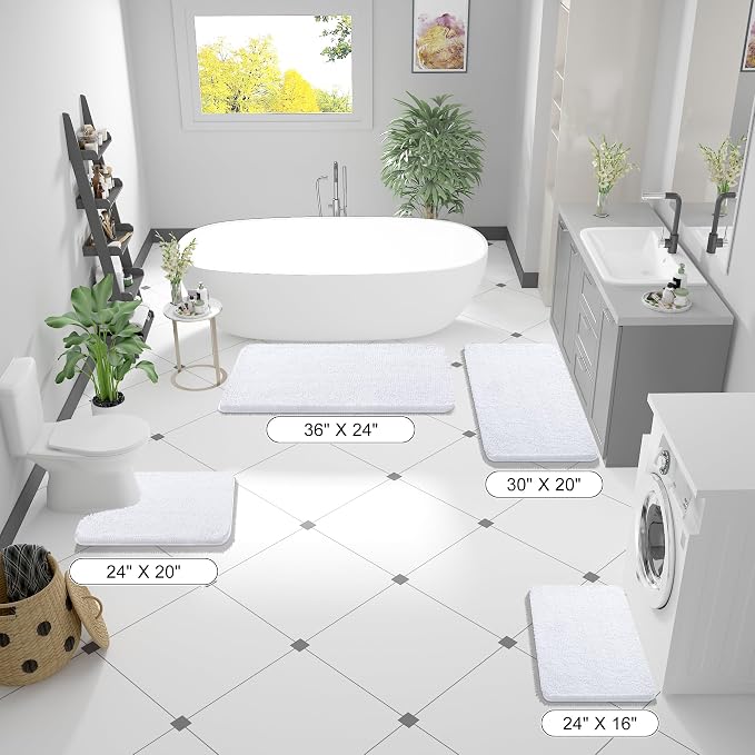 OLANLY Bathroom Runner Rugs 47x17, Extra Soft Absorbent Chenille Bath Rugs