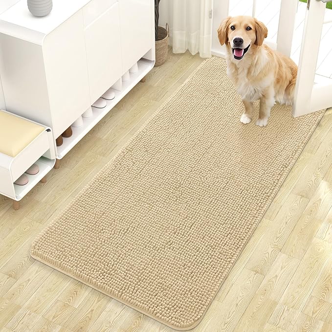 OLANLY Dog Door Mat for Muddy Paws 47x24, Absorbs Moisture and Dirt, Absorbent