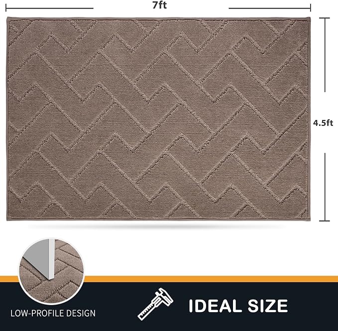 PURRUGS Easy Care Area Rug 4.5ft x 7ft, Non-Slip Machine Washable Entry Rug