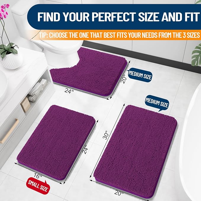 OLANLY Toilet Rugs U-Shaped 24x20, Extra Soft Absorbent Chenille Contour