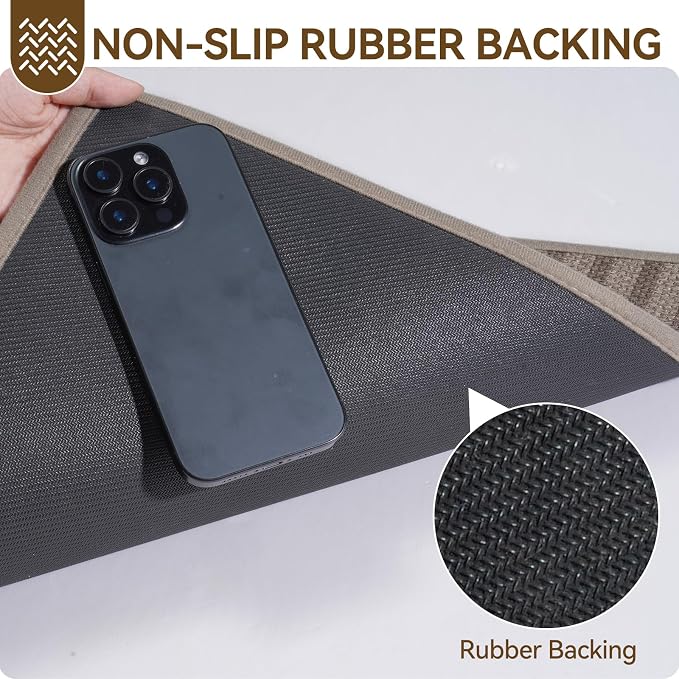 Front Door Mat 17''x30'', Absorbent Dirt Resist Washable Non Slip Low-Profile
