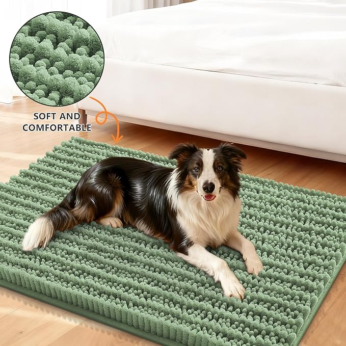Smiry Dog Door Mat for Muddy Paws 24x16, Absorbent Dirt Trapper, Non-Slip