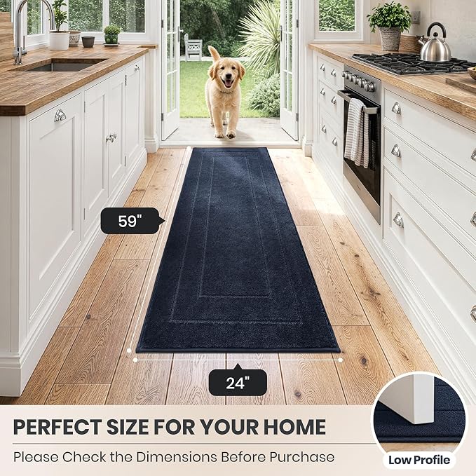PURRUGS Dirt Trapping Door Mat 24" x 59", Non-Slip/Skid Machine Washable