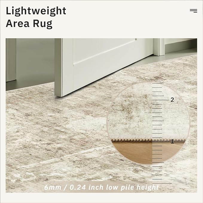 Soalmost 5x8 Area Rugs Beige Gray Low Pile Indoor Washable Trendy Faded Style