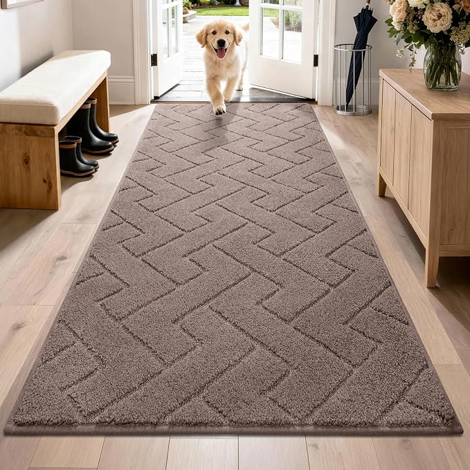 PURRUGS Dirt Trapping Door Mat 32" x 70", Non-Slip Machine Washable Entry Rug