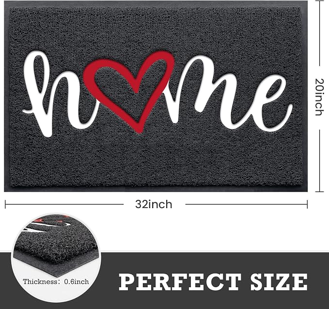 CozyBounty Black Door Mat Welcome Mats Home Non-Slip Doormat