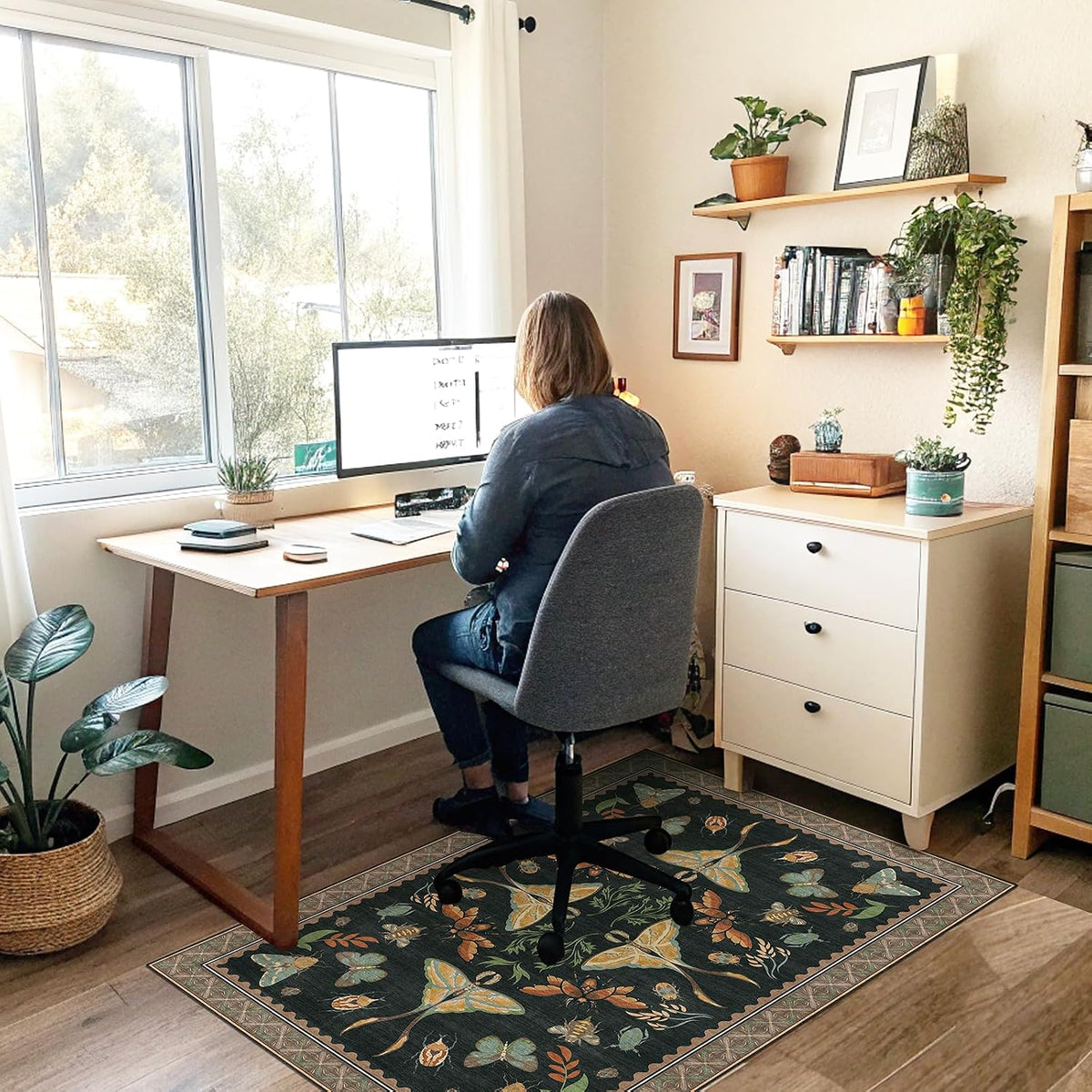 Office Chair Mat for Hardwood Floor & Tile Floor,36"x48"-Colorful Insects