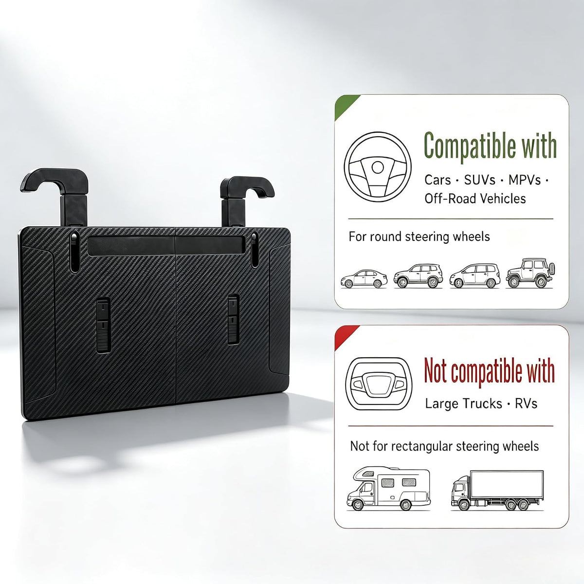 2-in-1 Car Steering Wheel Tray Desk & Car Seat Gap Filler Organizer